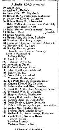Albany Road 1912 Directory p3